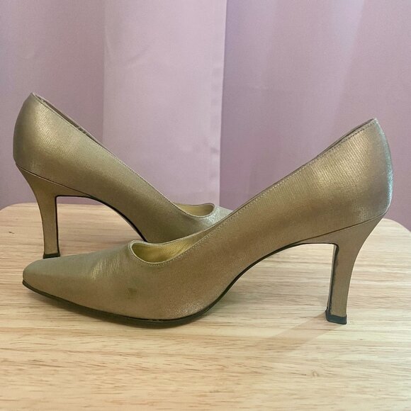 Stuart Weitzman Shoes - Stuart Weitzman Shimmering Gold Satin Pumps 8 1/2M